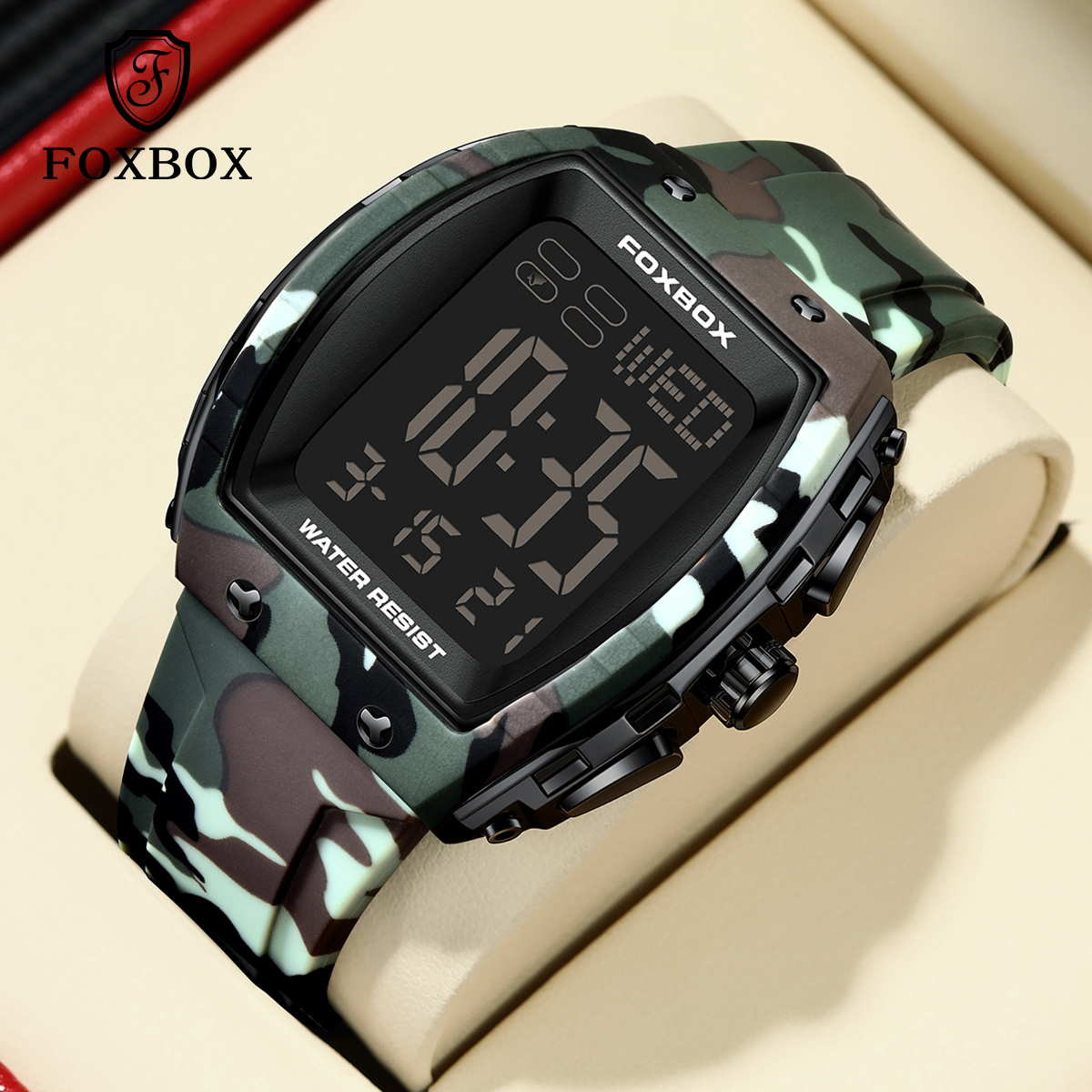 LIGE Classic Men's Large Dial Electronic Watch Multi functional Alarm Clock Night Light Calendar Watch Silicone Tape Sports Timing Code Watch