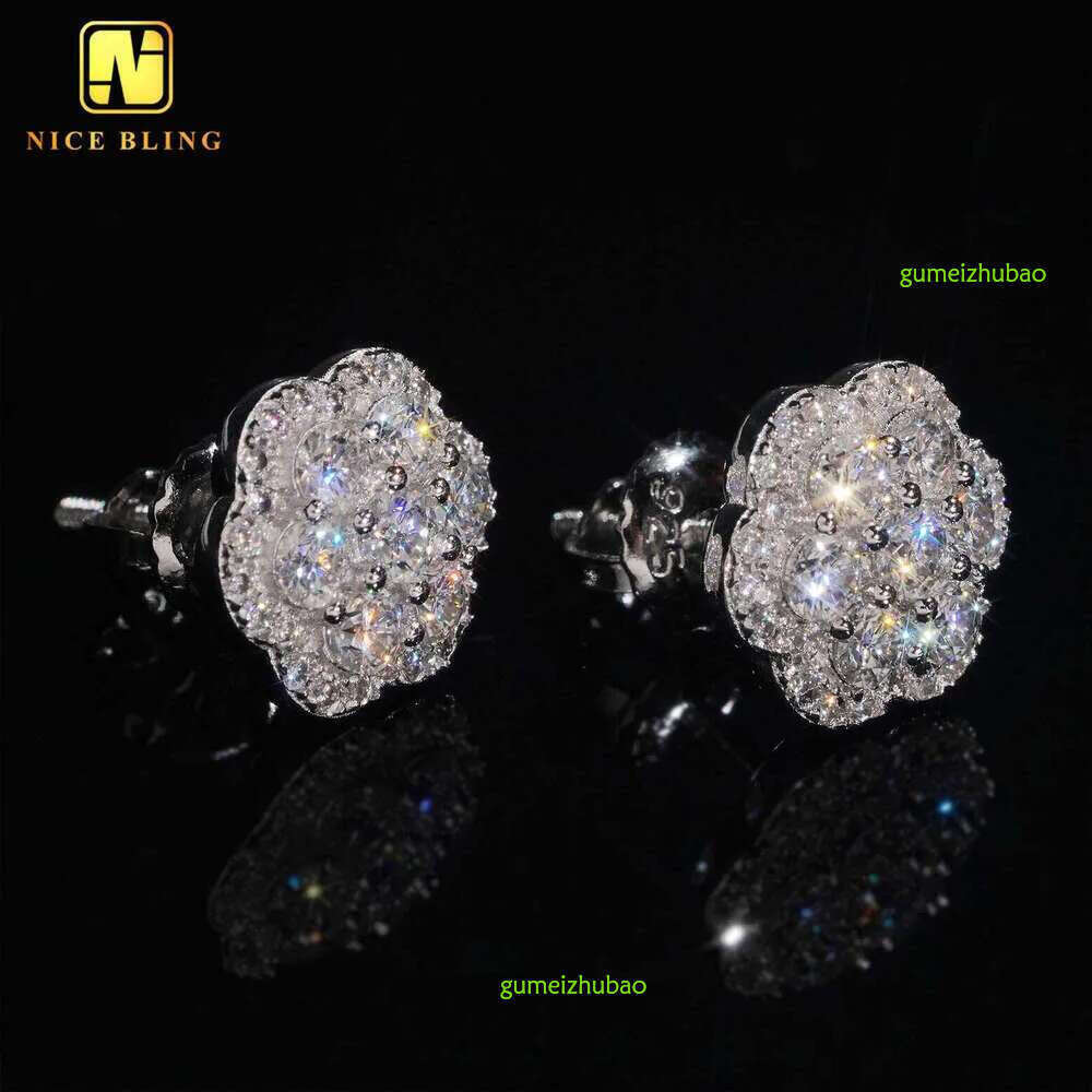Elegant Dazzg Trendy wer 10MM Moissanite Dia Ear Studs For Men Women Hip Hop Jewelry Fine Earrings 10K Solid Gold