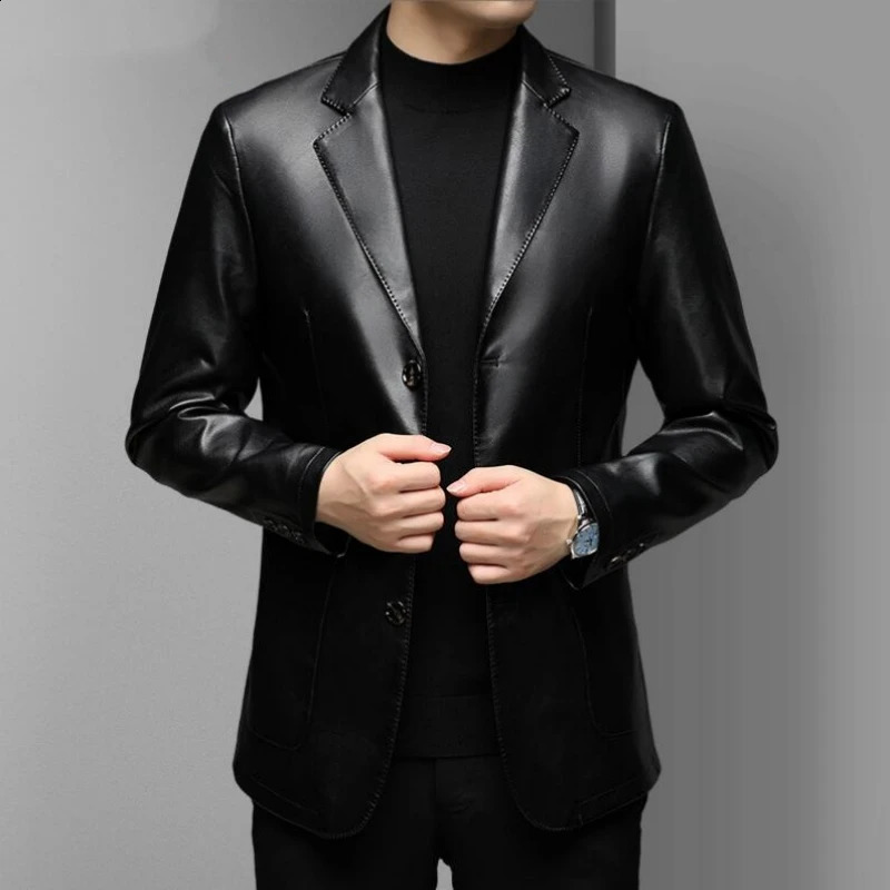 Pu Leather Jacket Men Autumn Winter Casual Mens Jackets Solid Clothes Soft Motorcycle Outerwear Masculinas M-3XL 250120