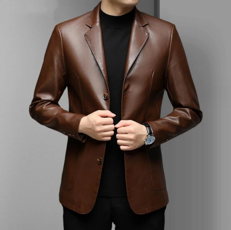 Pu Leather Jacket Men Autumn Winter Casual Mens Jackets Solid Clothes Soft Motorcycle Outerwear Masculinas M-3XL 250120