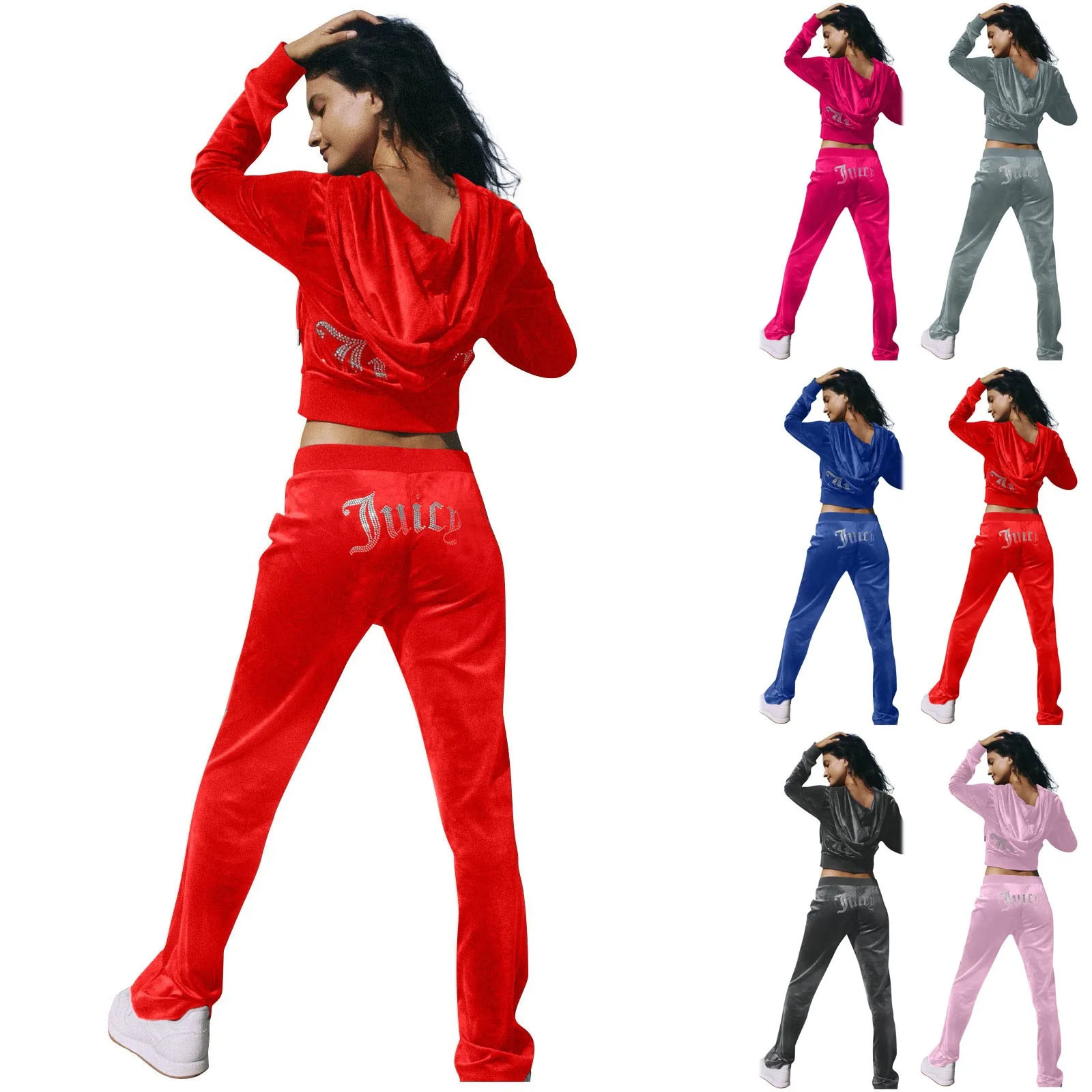 WomenS Two-Piece Casual Long Sleeved Diamond Velvet Sports Casual Set Pantalones De Mujer Ropa Mujer 250120