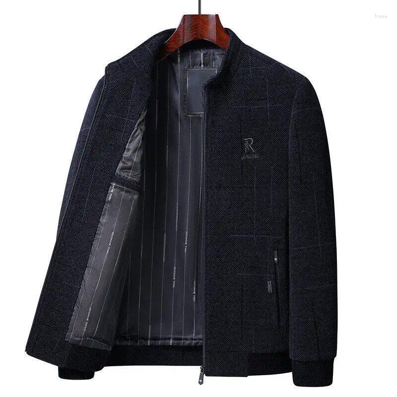 Men's Jackets Spring And Autumn Stand Collar Chenille Fabric Trend Dad Wool Coat Handsome Clothes