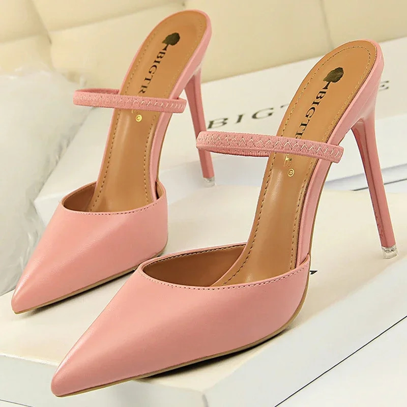 BIGTREE Shoes Sandals Women Summer High Heels Slippers Pu Heeled Stiletto Ladies Fashion Female Pumps 250117BJ - view 5