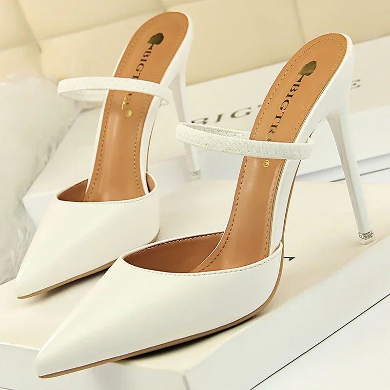 BIGTREE Shoes Sandals Women Summer High Heels Slippers Pu Heeled Stiletto Ladies Fashion Female Pumps 250117BJ - view 3