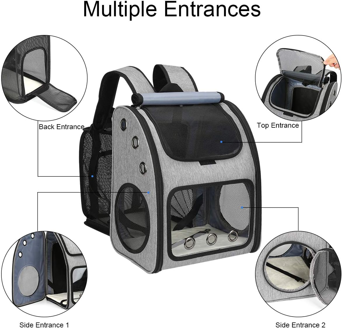 Expandable pet backpack for cats, dogs and small animals, portable pet travel carrier, super ventilated design, airline approved, perfect for travel