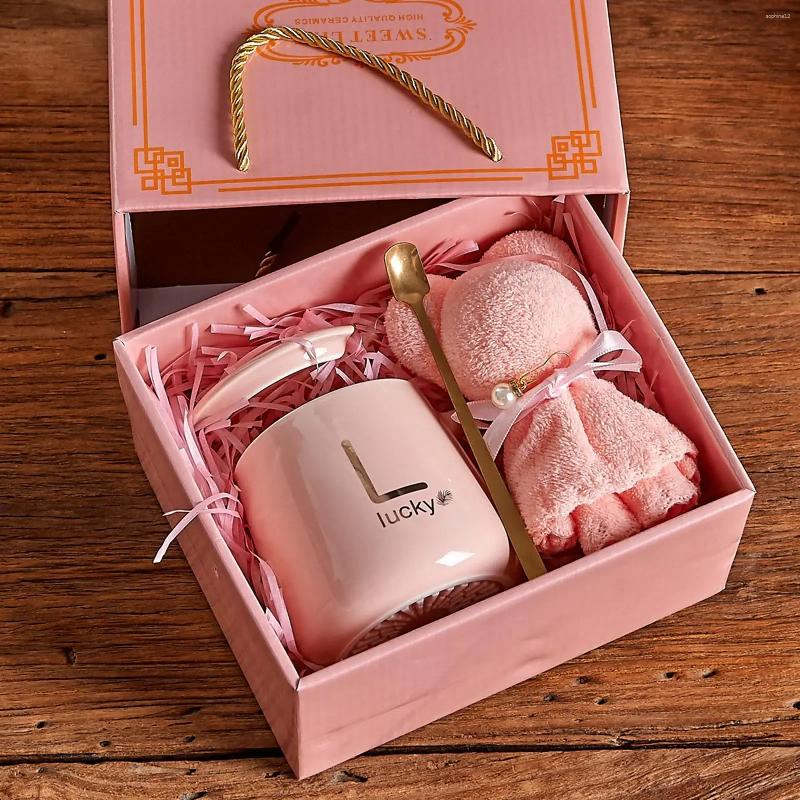 Mugs 4 In 1 Ceramic Coffee Cup Set With Towel Bear & Spoon For Weddings Birthdays And Special Occasions - Includes Box