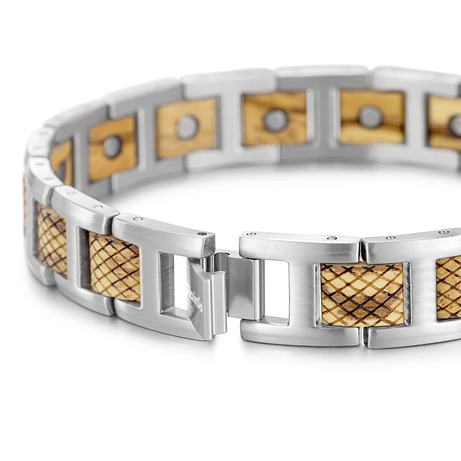 Rainso Fashion Mens Stainless Steel Bracelet and Bracelet Zebravood Charm Magnetic Bracelet Friendship Jewelry Bracelet Viking 250109