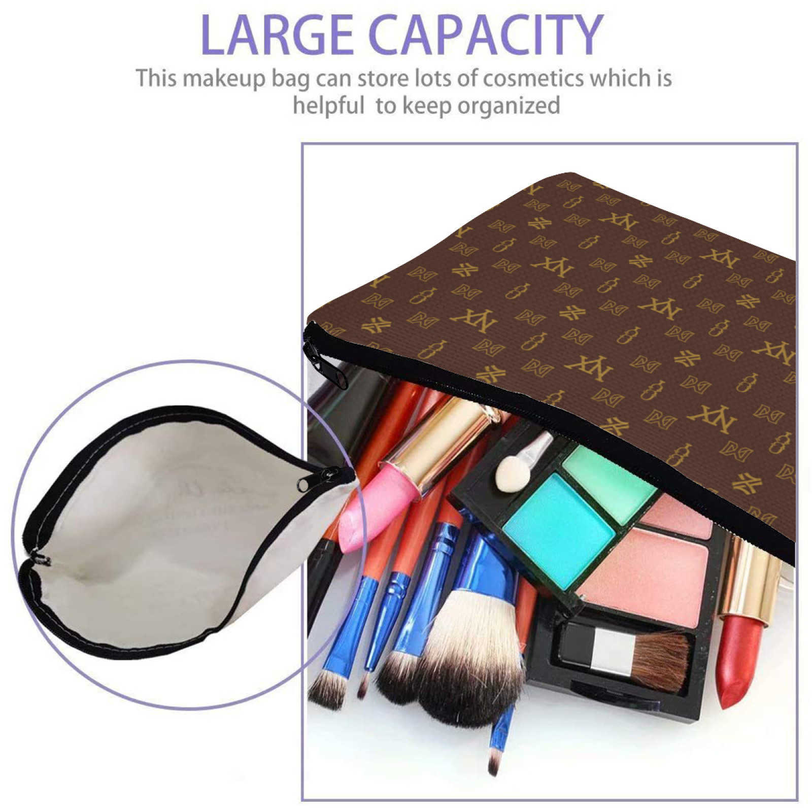 NXY Linen Makeup Organizer Female Toiletry Bag Make Up Case Storage Pouch Luxury Lady Handbag Cosmetic Bag Organizer Bag For Travel Zip Hip