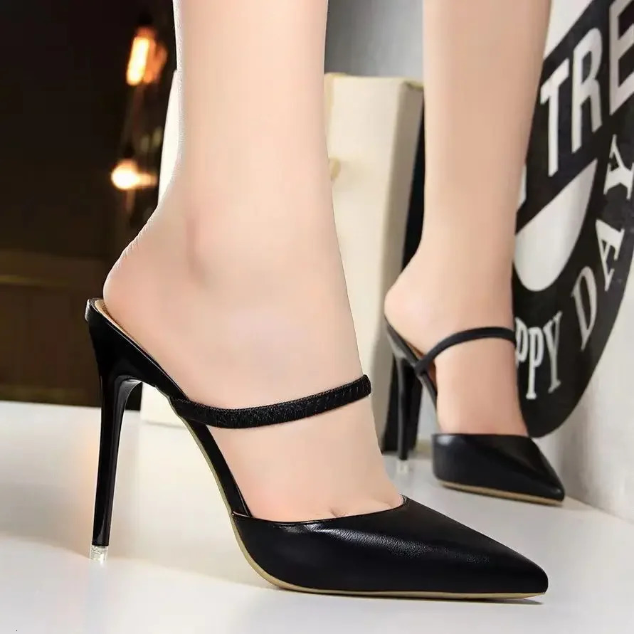 BIGTREE Shoes Sandals Women Summer High Heels Slippers Pu Heeled Stiletto Ladies Fashion Female Pumps 250117BJ - view 6