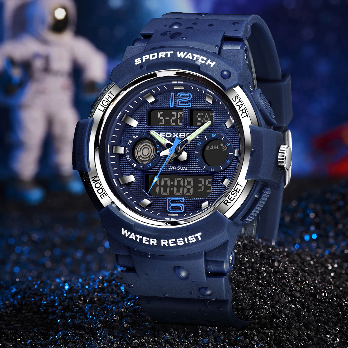 LIGE Fashion Sports Large Dial Dual Display Electronic Watch Men's Waterproof Multi functional Student Watch