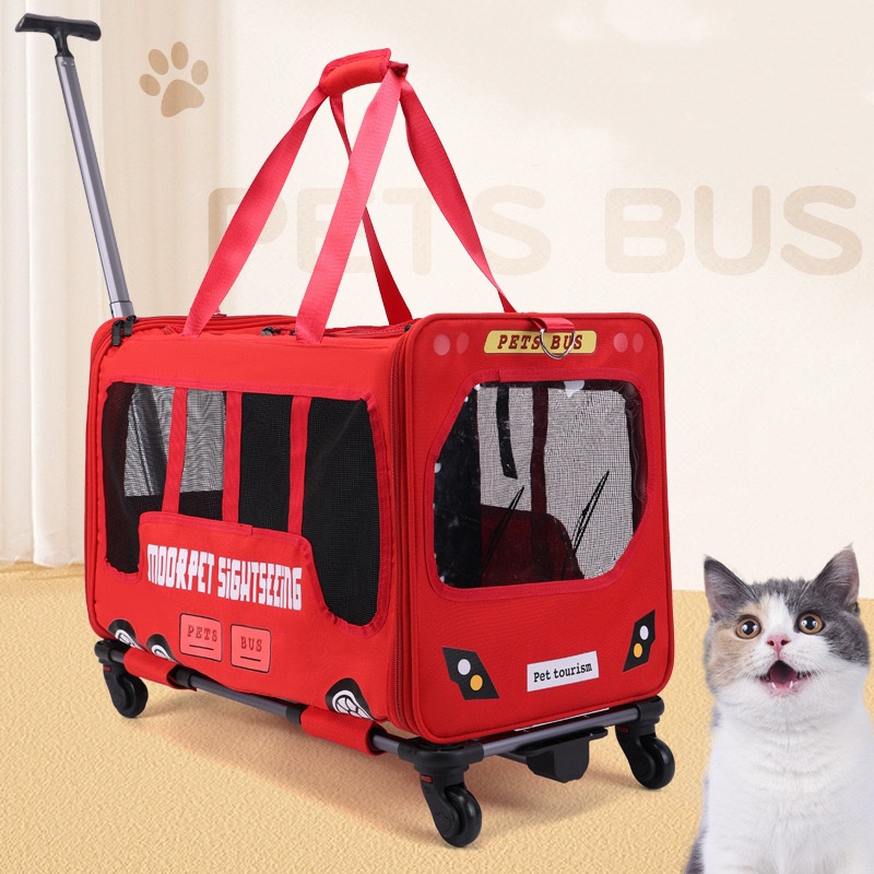 Rolling Carrier- Designed for Dogs & Cats, Breathable Mesh, Expandable Soft-Sided Carrier for Traveland Locking Zippers for Long Distance Car Travel
