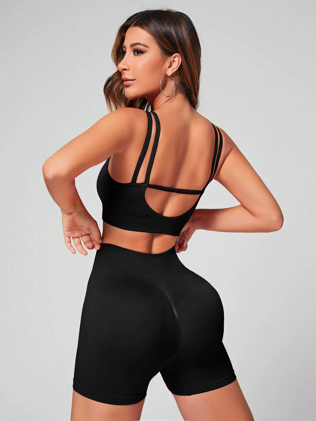2025--Women's Workout Sets 2 Piece Yoga Outfit High Waisted Biker Shorts Leggings Sports Bra Gym Fiess Clothes Tracksuit