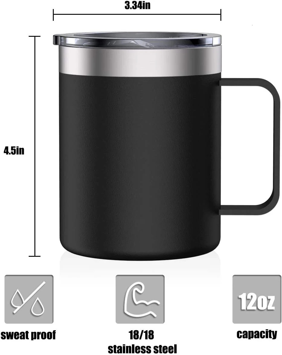 Stainless Steel Insulated Coffee Mug Tumbler with Handle 12 oz 360ml Tumbler Cup with Lid for Cold Drinks 250109