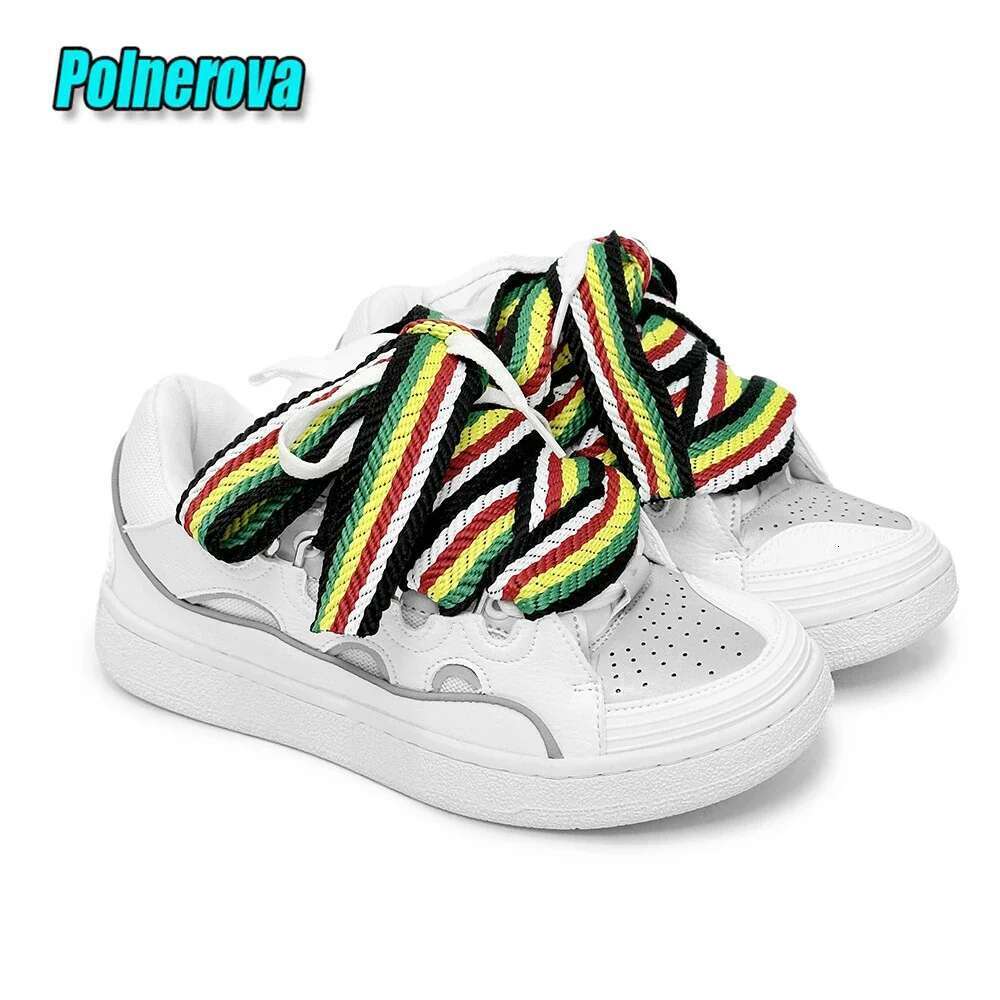 Black White Mixed hot Colors Couple Casual Sneakers Novelly Reflective Thick Sole Lace-Up Walking Breathable Women Men Shoes