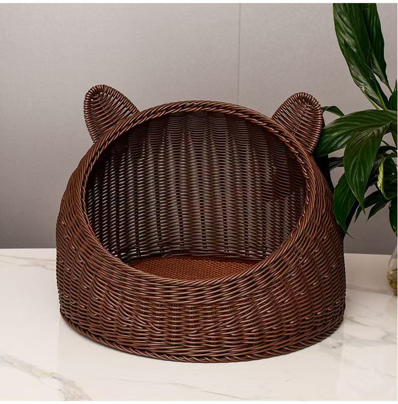 Vine woven cat dog rabbit winter warm nest, washable, odorless, ventilated, breathable pet cage, suitable for all seasons