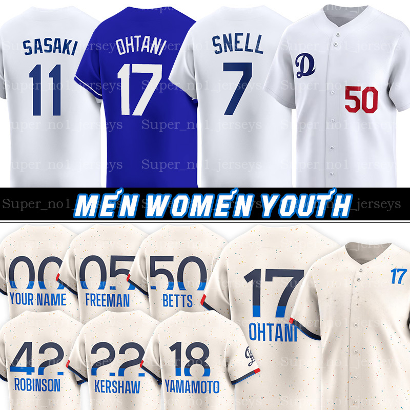 17 Shohei Ohtani Baseball Jerseys Blake Snell Roki Sasaki Yoshinobu Yamamoto Mookie Betts Freddie Freeman James Outman Will Smith Max Muncy Enrique Hernandez