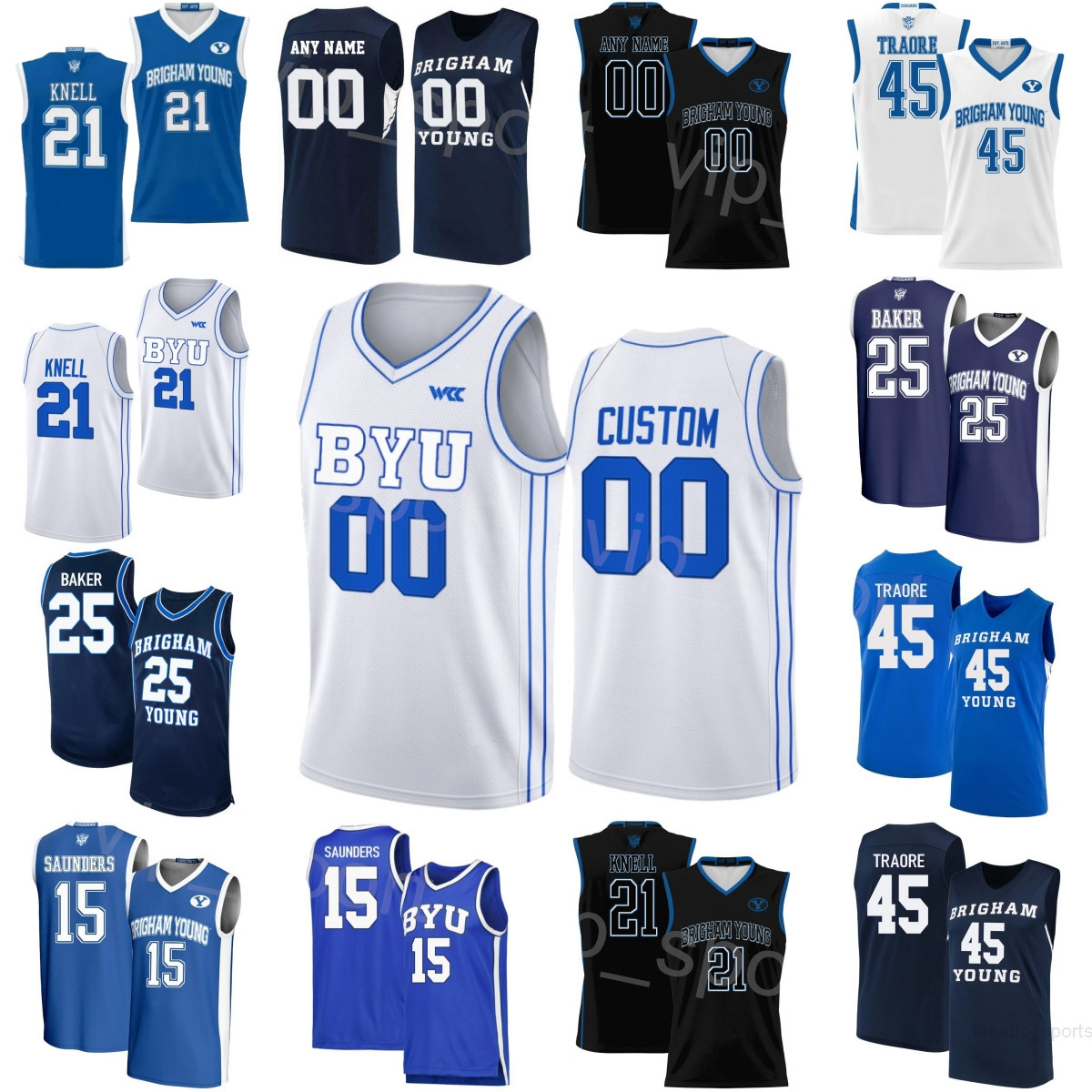 Printed College 3 Egor Demin Jersey Basketball BYU Cougars Kid Man Women 15 Richie Saunders 45 Fousseyni Traore 6 Kanon Catchings 21 Trevin Knell 25 Dawson Baker
