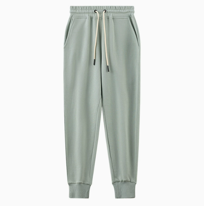 Men's apricot colored loose pants women's black lace up pants casual pants