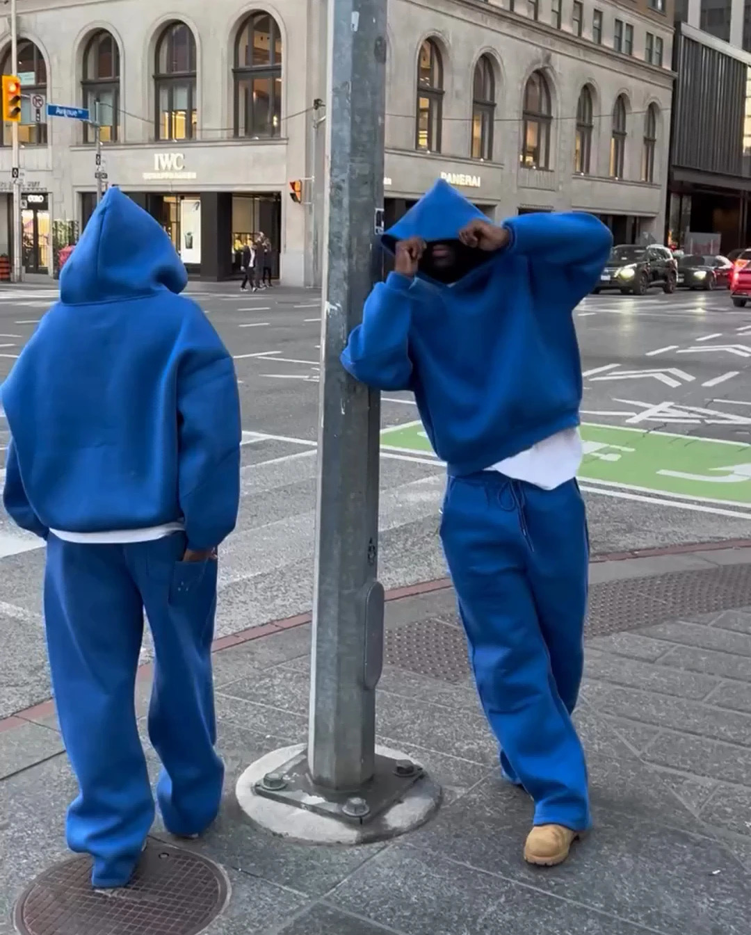 Blue Thickened Velvet Simple Hoodie 2024 Autumn and Winter Street Harajuku Hip Hop Men and Women Loose Y2k Hoodie Set 250120