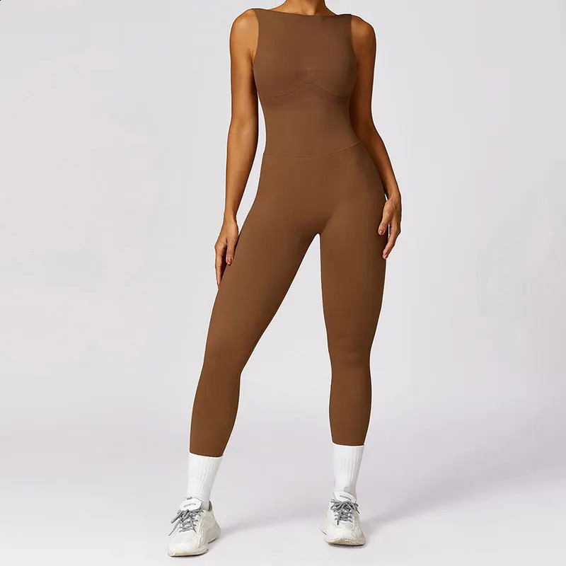 Women Seamless Jumpsuits Yoga Suit Dance Belly Tightening Fitness Workout Set Stretch Bodysuit Push Up Gym Clothes 250114