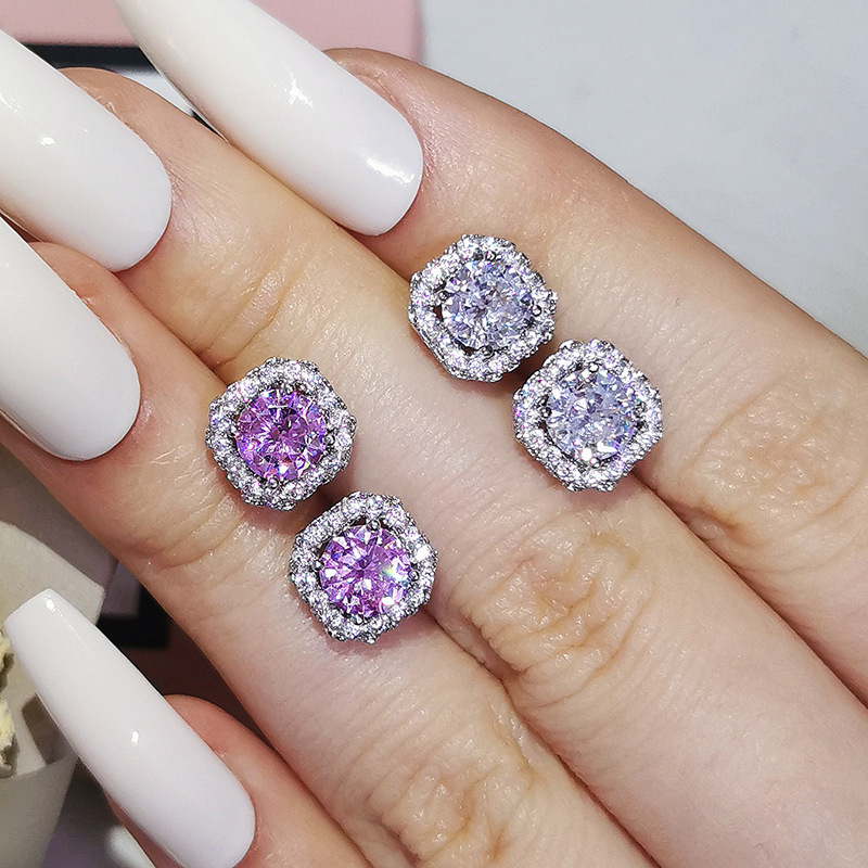 Sterling Sier Emerald Cut Cubic Zirconia Stud Earrings - Water Drop Design, Sier, Wedding Party Jewelry Gift Free shipping