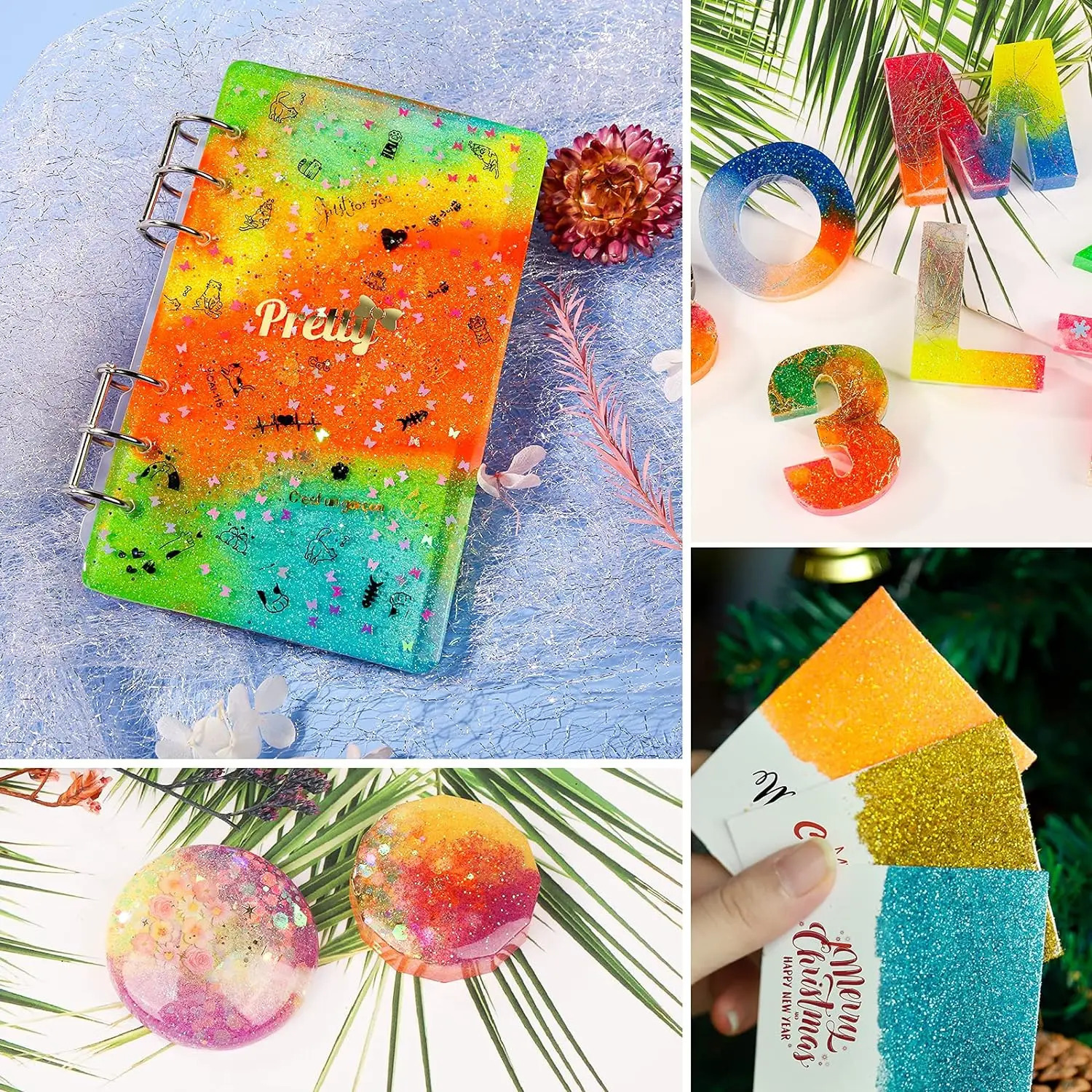 18 packs of glitter resin glitter vibration jar ultra-fine glitter for resin nail art roller scraper jewelry production 240117