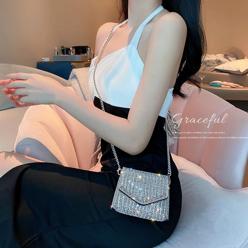 JIOMAY Mini Shoulder Bag for Women er Purses and Handbags Bling Rhinestone Clutch Bags Girls Chain Crossbody Bag Wholesale 250110