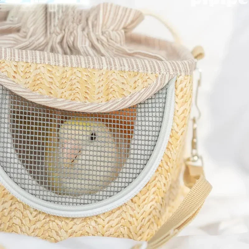 Parrot Cage Go Out with Straw Woven Peony Bird Small Pet Backpack Portable Breathable Outer Cage Bird Supplies Bird Cages 250121