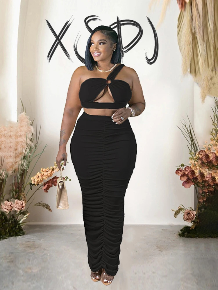 Womens twopiece summer set sexy cut top and Midi dress elegant plus size wholesale direct 250122