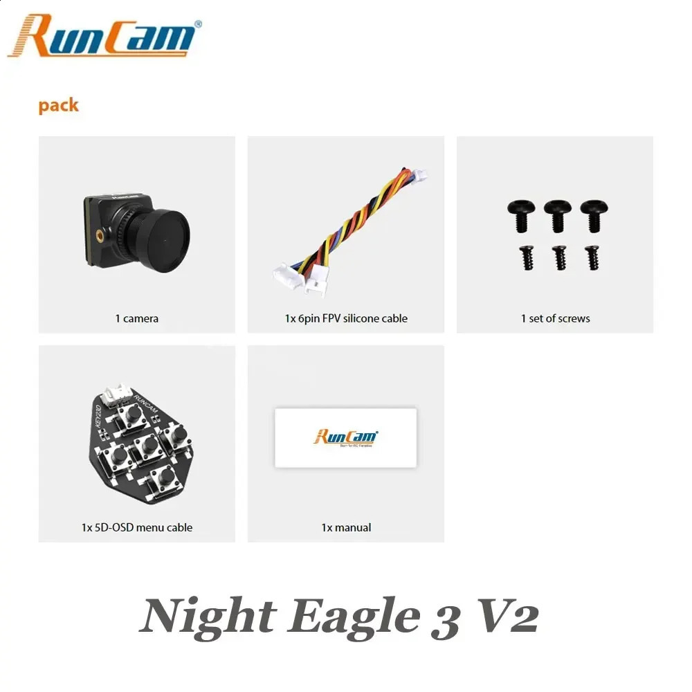 RunCam Night Eagle 3 V2 1500TVL 8.5g Ultra Light FOVD NTSC/PAL CMOS FPV Starlight Night Vision Camera for FPV RC Drone 250121ww
