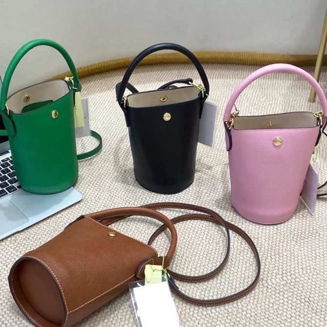 High Quality New South French Style Leather Mini Diagonal Cross Women's Handheld Wealth Bucket Bag, High-End Sense Shoulder Bag
