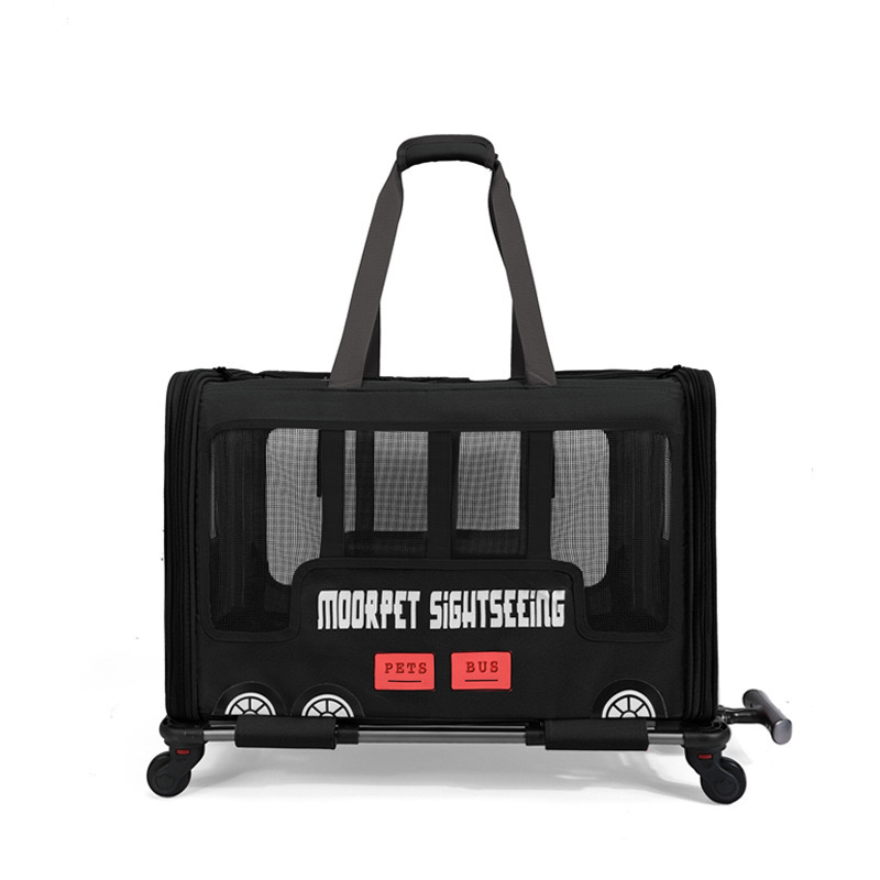 Rolling Carrier- Designed for Dogs & Cats, Breathable Mesh, Expandable Soft-Sided Carrier for Traveland Locking Zippers for Long Distance Car Travel