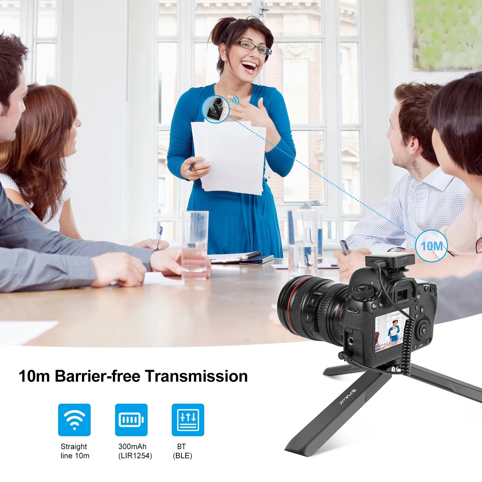 One-Trigger-Two Wireless Microphone Clip-on Mic 10M Rang Intelligent Pickup Battery 3.5mm Plug for Smartphone DSLR Camera Laptop 250213