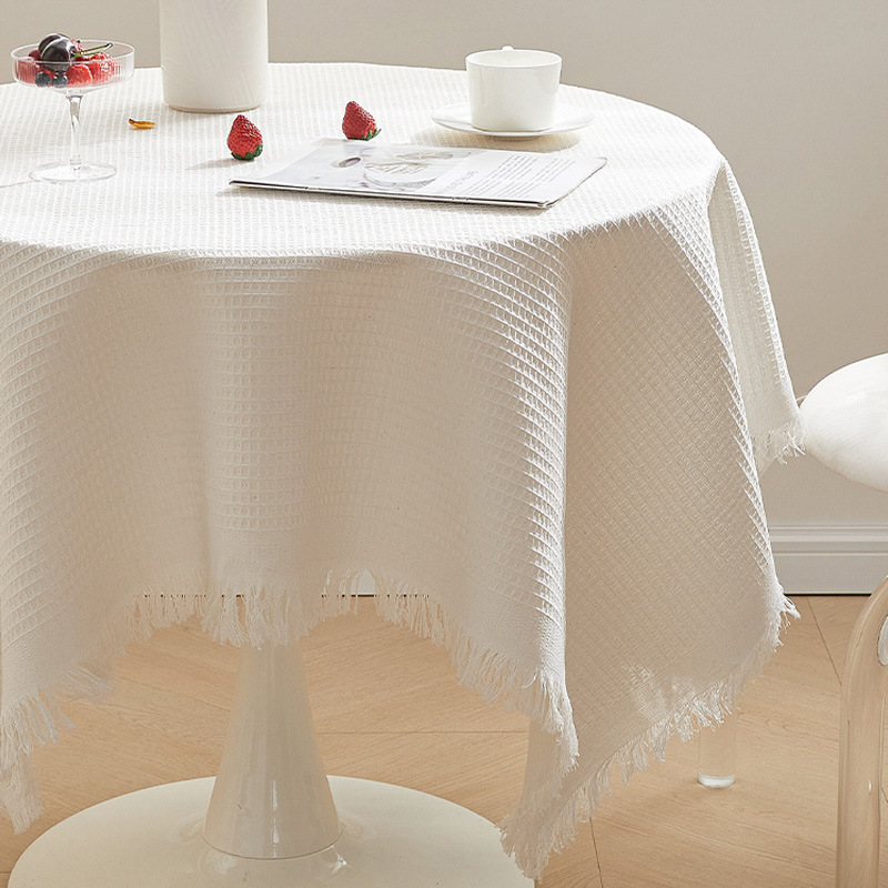 Solid Color Tablecloth White Coffee Table Cloth O-3