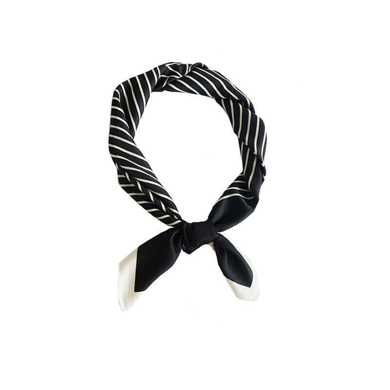 Scarves, high-end black and white striped prints, simulated silk 70 small square scarves, Instagram style, minimalist gift box scarves
