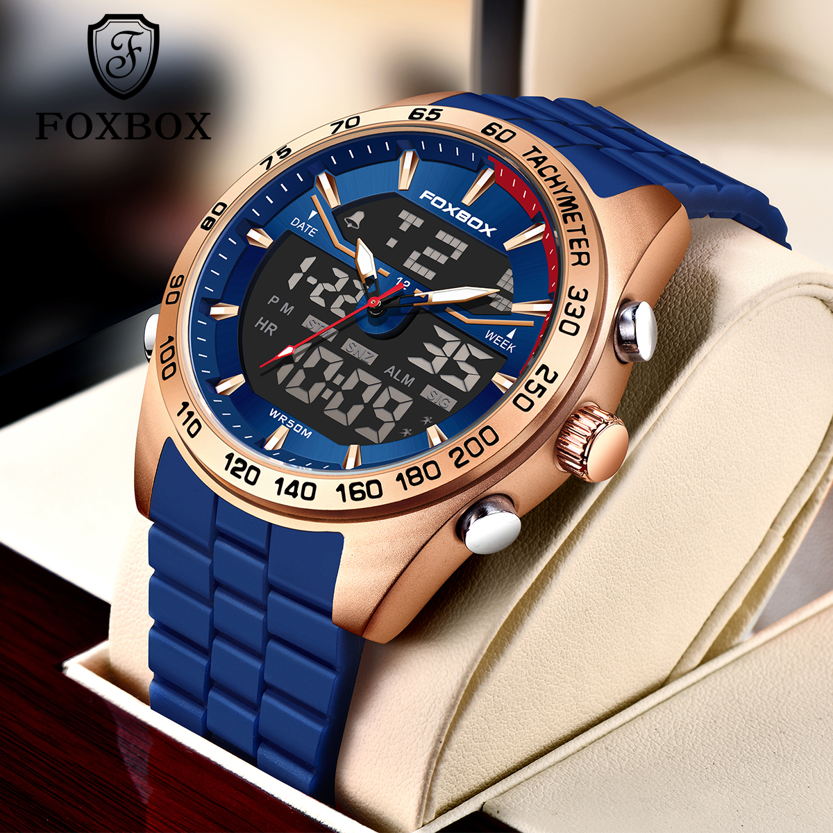 LIGE Fashion Sports Timing Code Men's Dual Display Electronic Watch Calendar Function Waterproof Luminous Silicone Watch