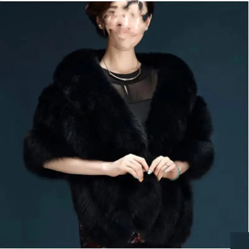 Fox Fur Shawl for WomenCloakWedding CloakDress Qipao Cape CoatWarm Wool CloakCardigan PonchoAutumn and Winter 250121