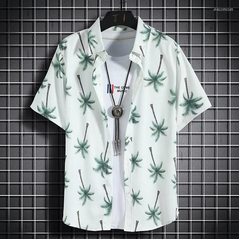 Men's Casual Shirts Hawaiian Beach Short-sleeved Seaside Vacation Quick-drying Clothes Loose Floral Tops