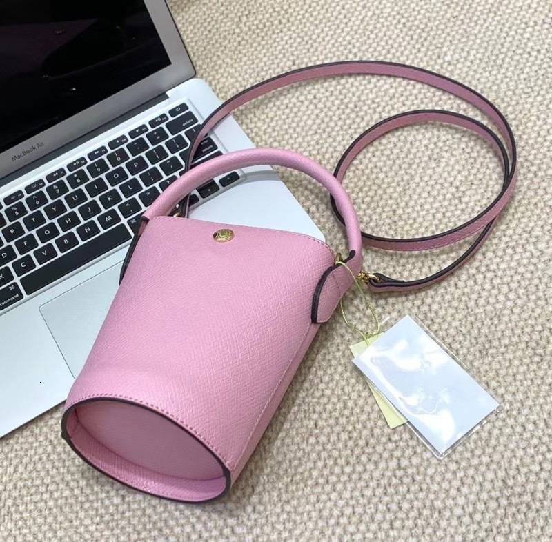High Quality New South French Style Leather Mini Diagonal Cross Women's Handheld Wealth Bucket Bag, High-End Sense Shoulder Bag