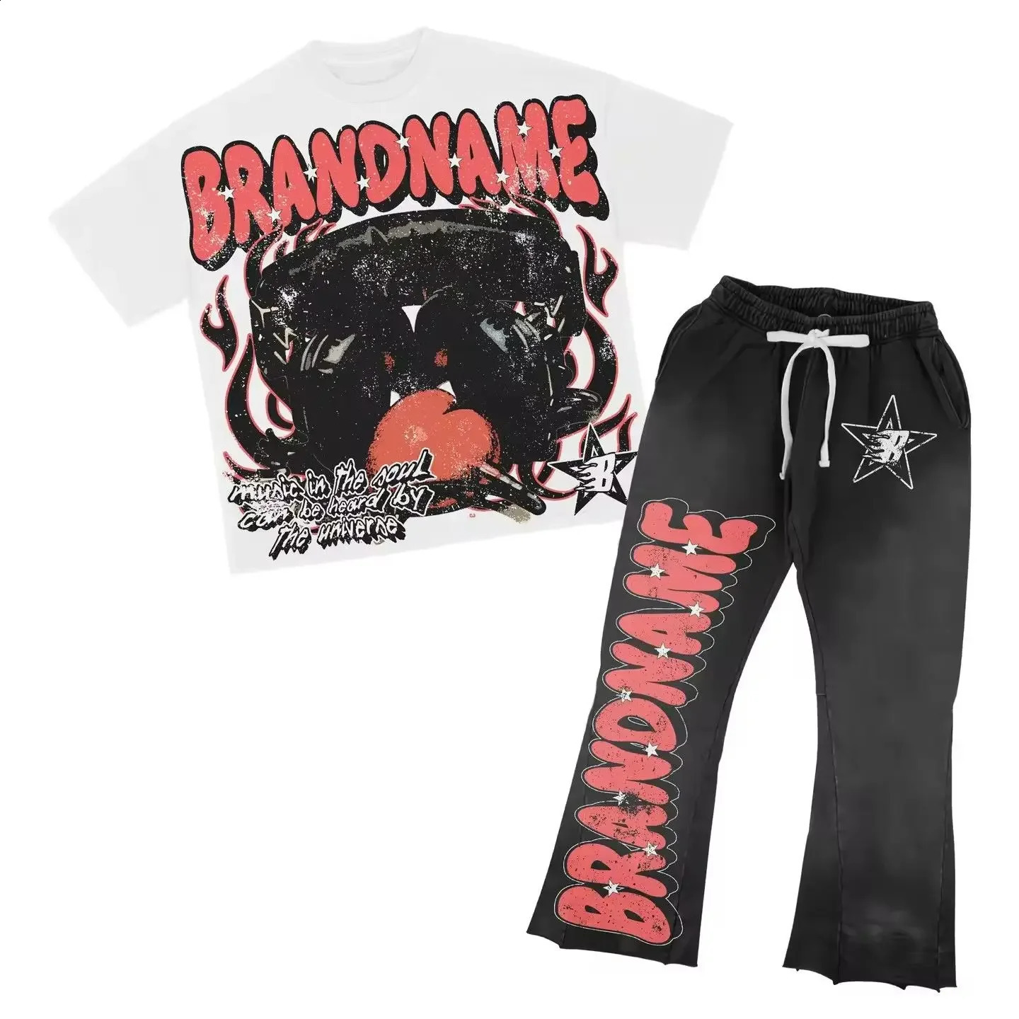 Mens Summer Clothes Couple Set Fashion Suits Personalized Patterns Prints Clothing American Style Street Graffiti T-shirts 250109