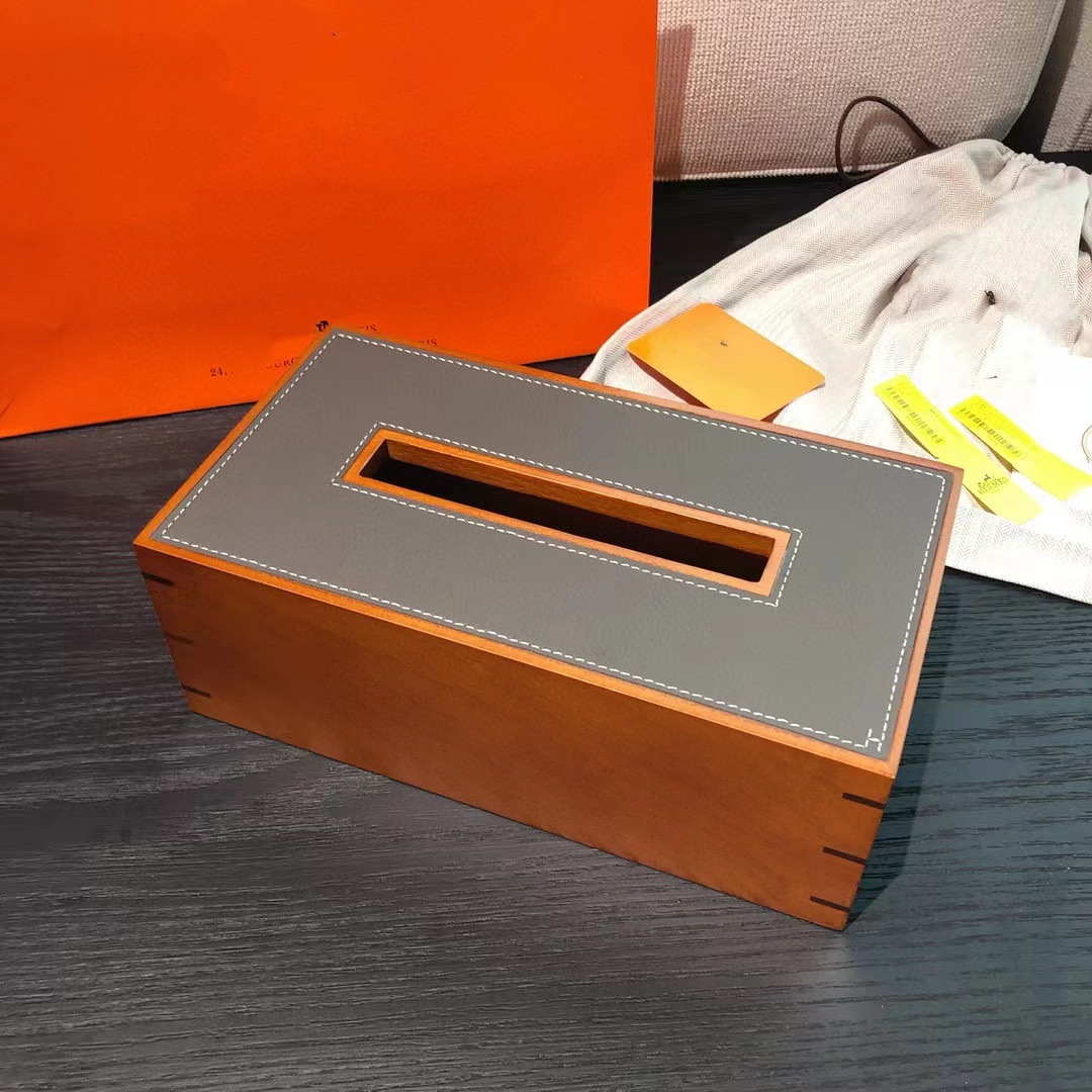 Tissue Boxes Solid Wood Living Rooms Coffee Table Leather Napkins Box Packaging Household Gift