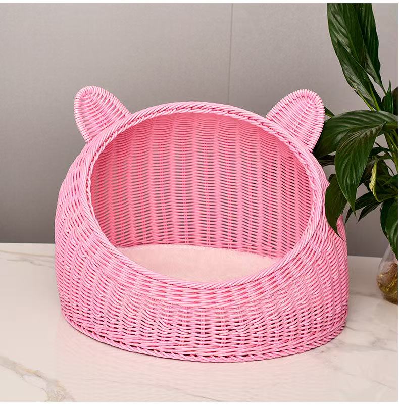 Vine woven cat dog rabbit winter warm nest, washable, odorless, ventilated, breathable pet cage, suitable for all seasons