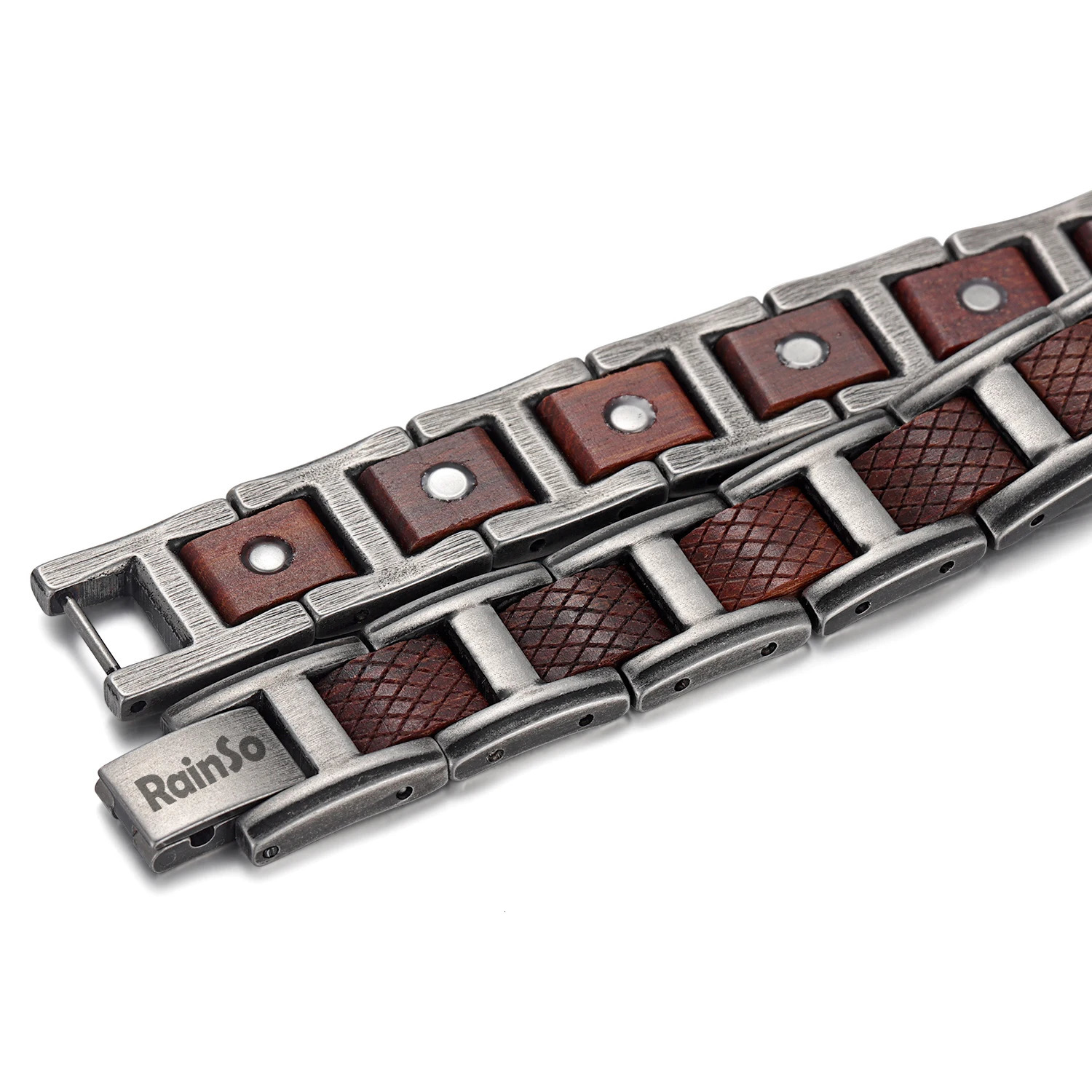 Rainso Fashion Mens Stainless Steel Bracelet and Bracelet Zebravood Charm Magnetic Bracelet Friendship Jewelry Bracelet Viking 250109