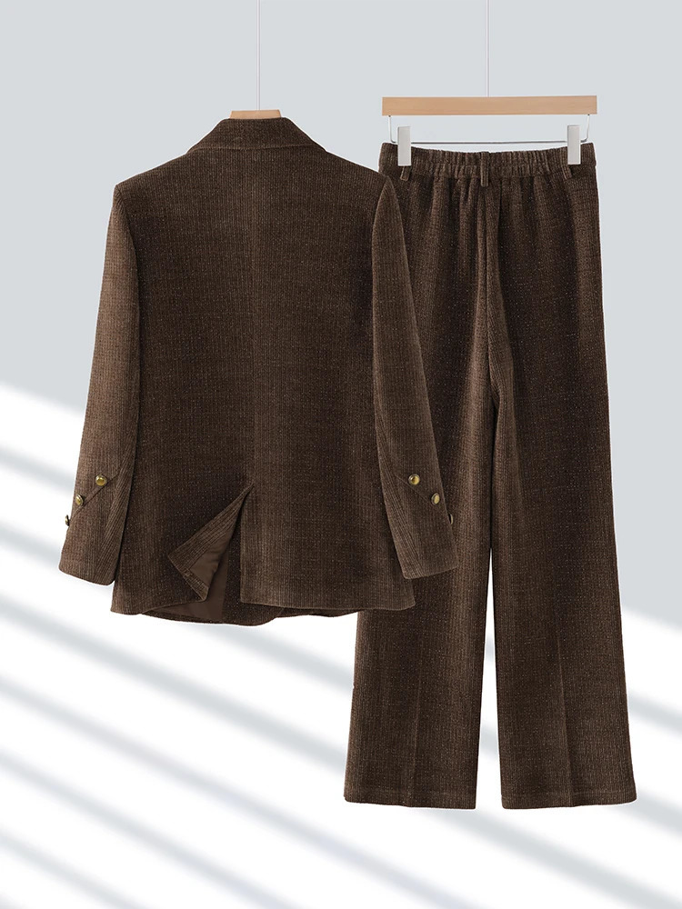 Winter Pink Coffee Black Office Ladies Pant Suit Women Female Business Work Wear Jacket Blazer and Trouser Formal 2 Piece Set 250114Z