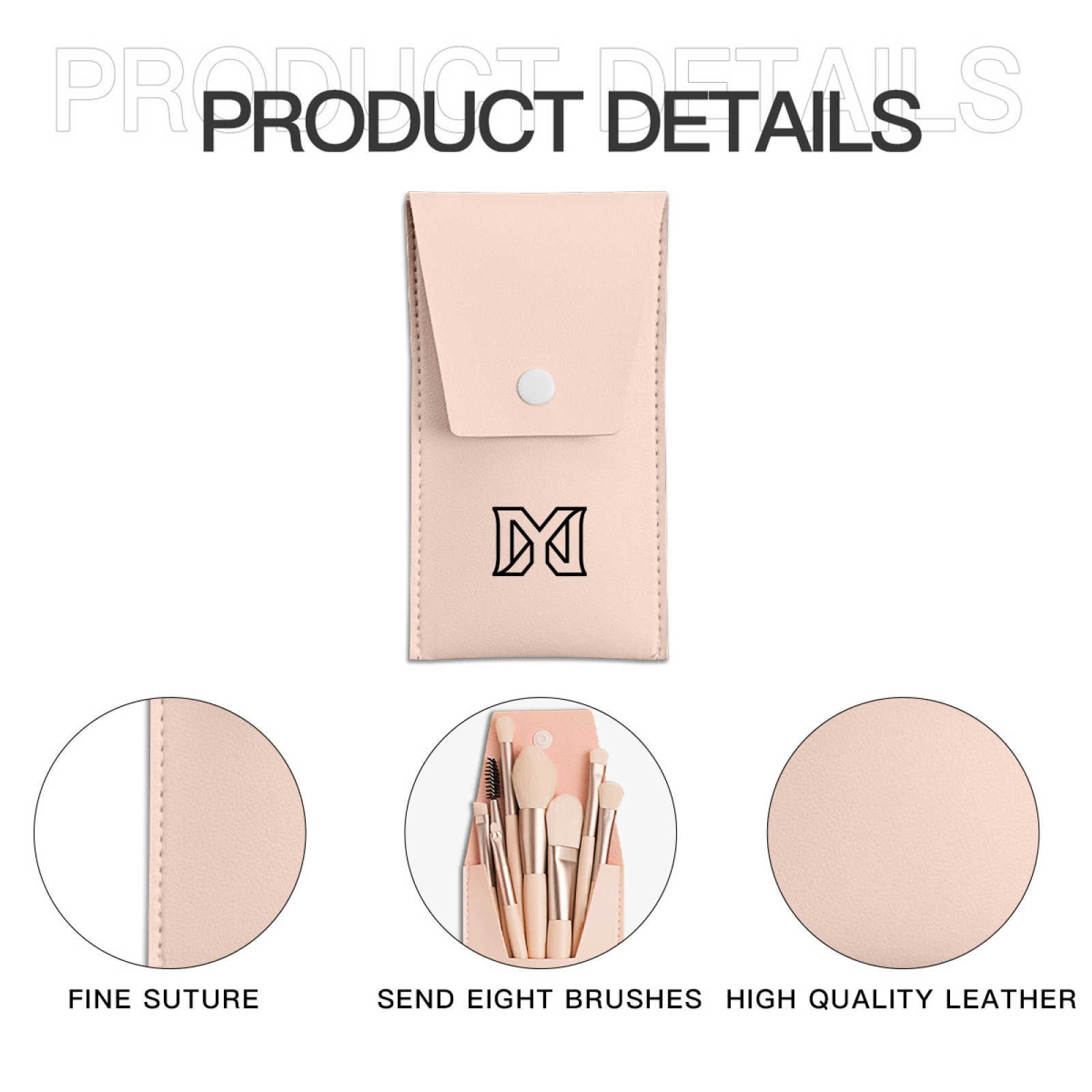 NXY Leather Makeup Bag With 8 Makeup Pens Ladies High Appearance Cosmetic Bag Pink Travel Washing Bag Makeup Storage Bag Hip