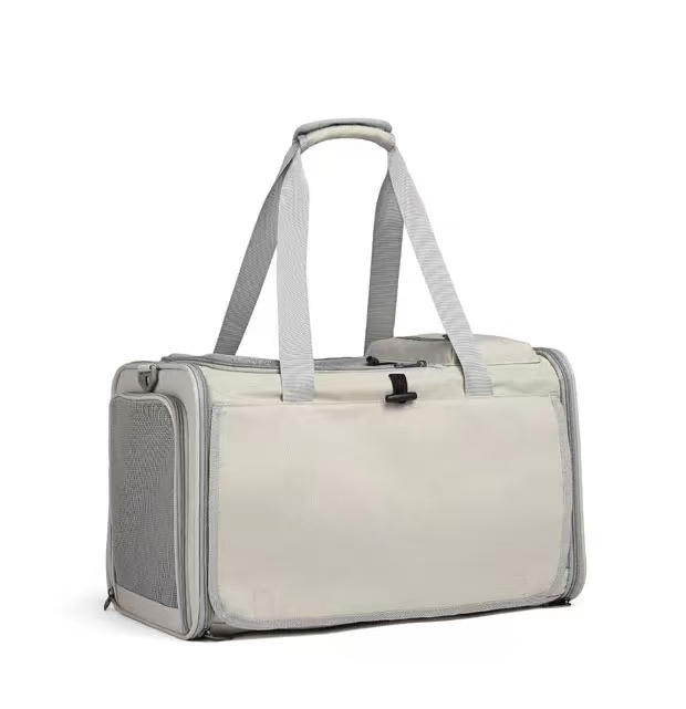 Big cat bag, portable for outdoor activities, large capacity for two cats to travel, hand-held crossbody pet bag, breathable canvas dog bag