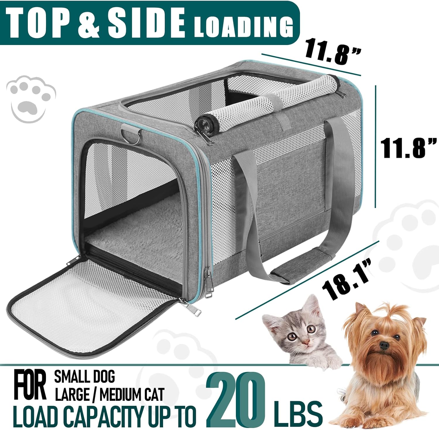 Pet carrier for large cats over 20 LBS Soft side small dog travel carrier Foldable carrying bag Sturdy transport carrier for long distance travel medi