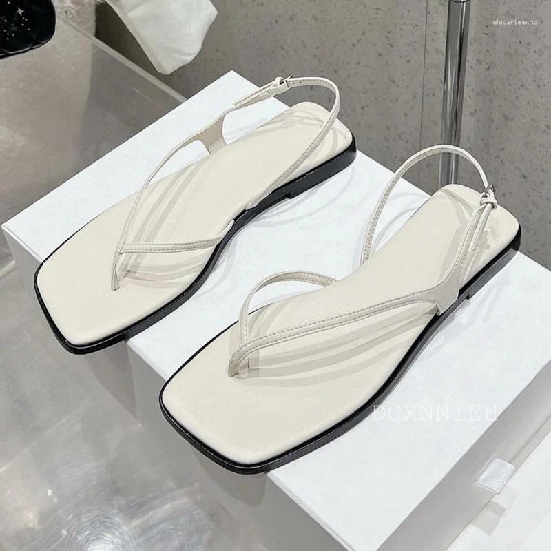 2025 S Fashion Designer Sandals Free Shipping Women Genuine Leather Square Toe Narrow Band Black Sandals Straprunway Summer Sexy Party Dress Shoes