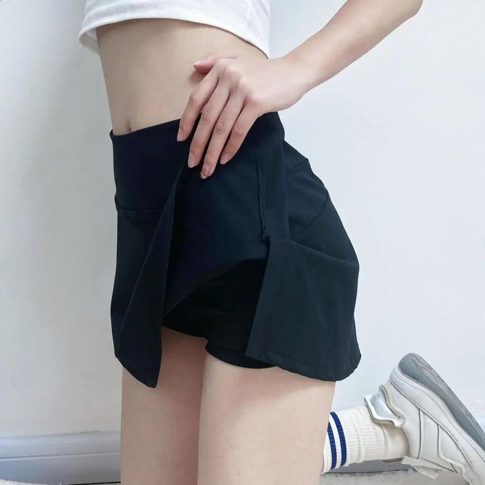 Breathable Sports Short Skirt Highwaisted Slim Tennis Black Quick Drying Built in Shorts Summer y250122