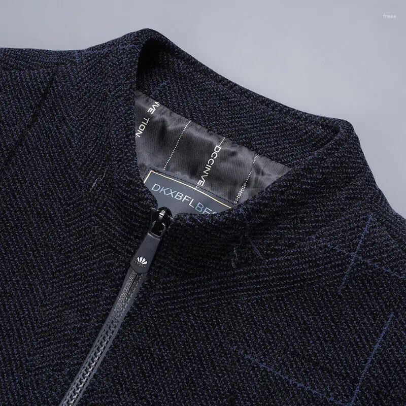 Men's Jackets Spring And Autumn Stand Collar Chenille Fabric Trend Dad Wool Coat Handsome Clothes